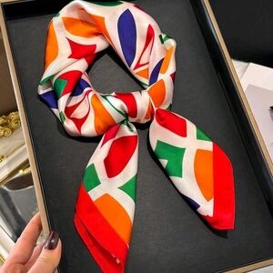Colorful Geometric Silk Scarf